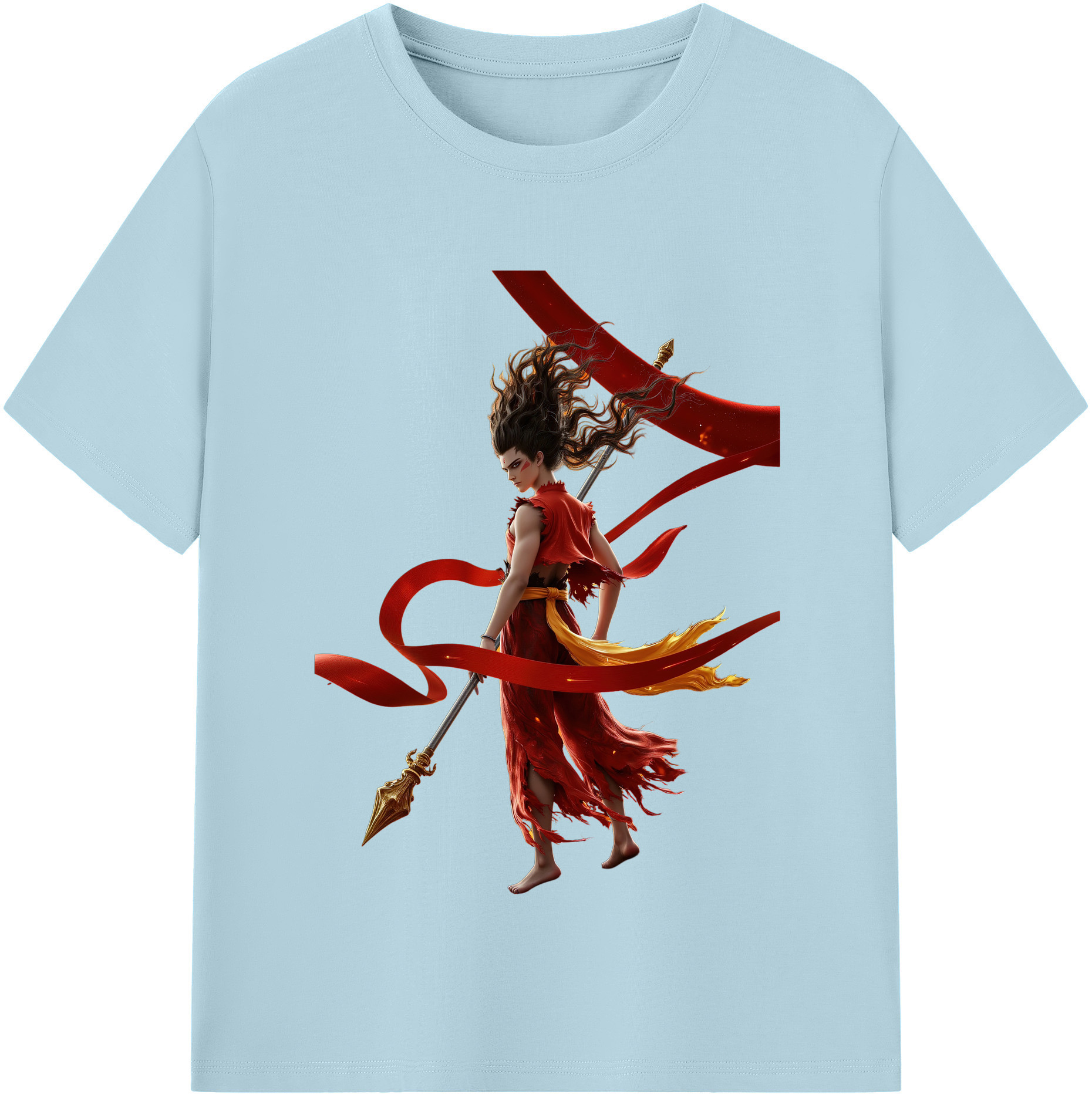 （画像用） Ne Zha 2 ナタ 魔童の大暴れ 綿100％半袖Tシャツ（フロントプリント）